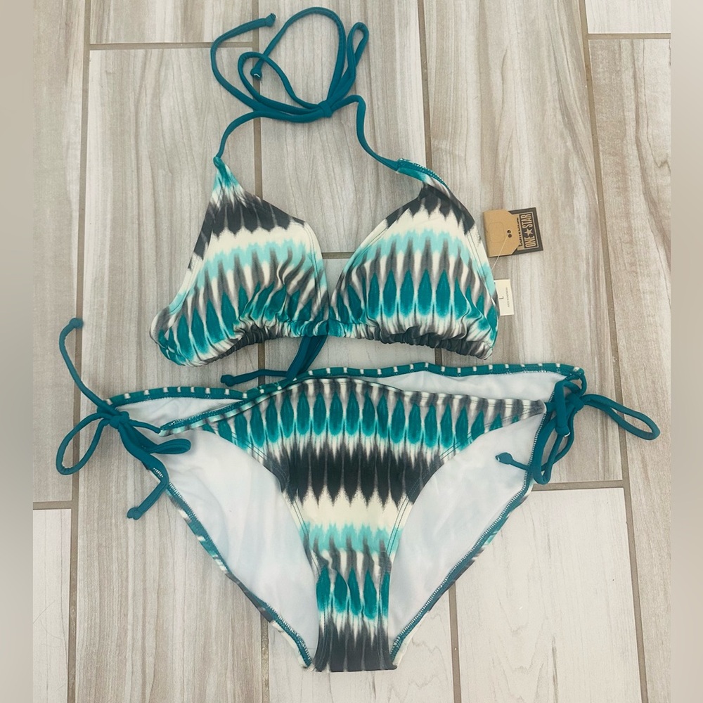 NWT: Converse, String Bikini, Teal & Black, Large